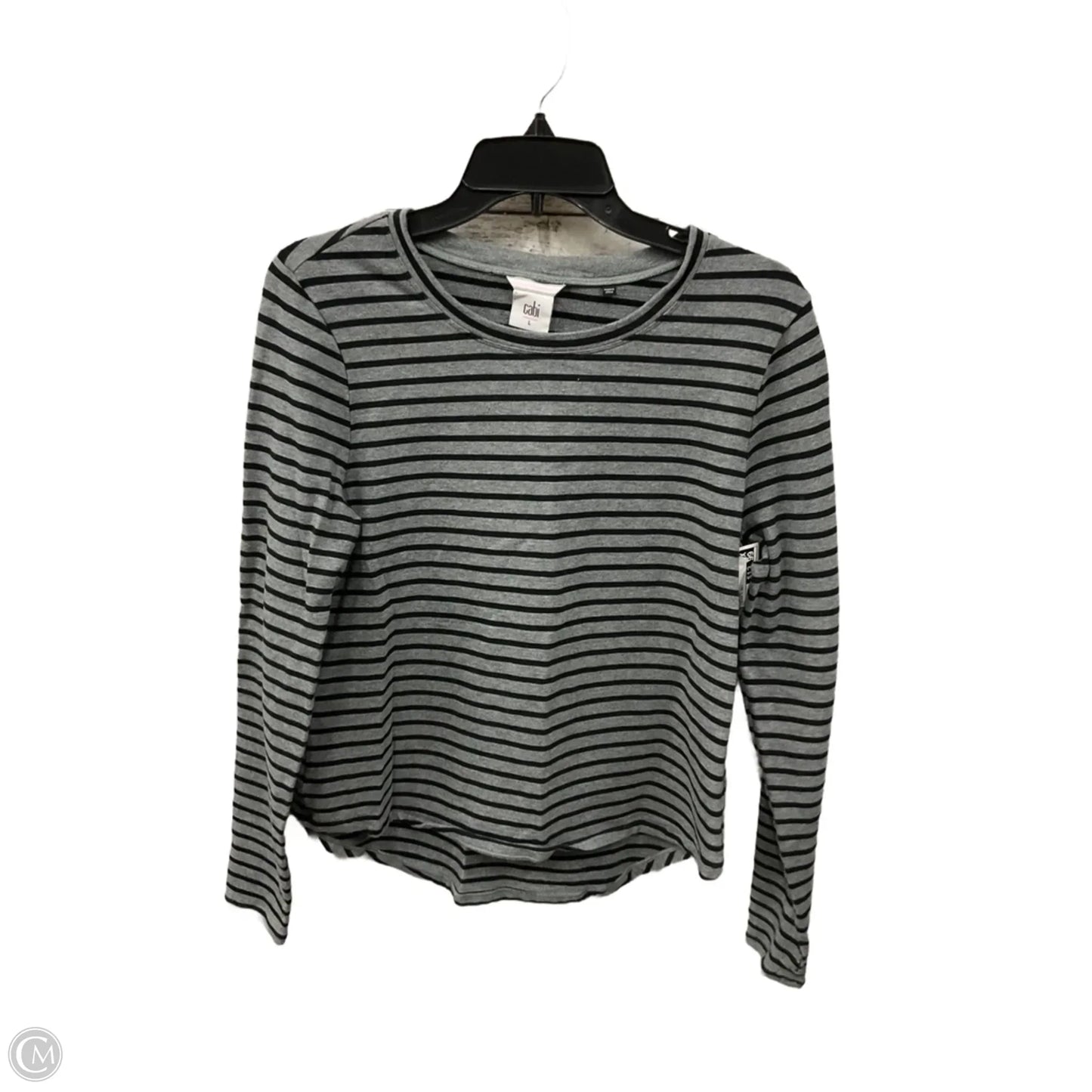 Top Long Sleeve By Cabi In Black & Grey, Size: L