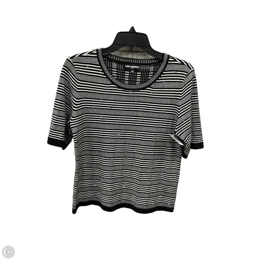 Top Short Sleeve Designer By Karl Lagerfeld In Black & White, Size: M