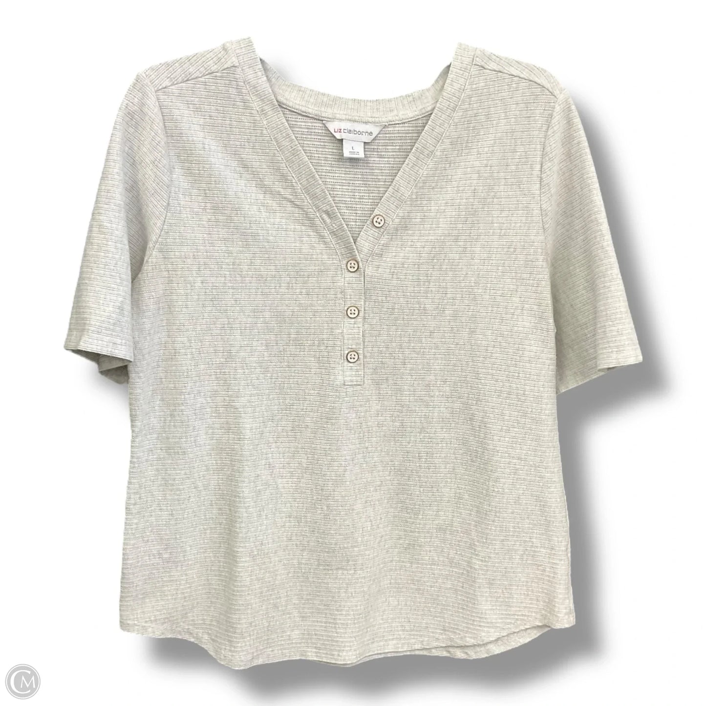 Top Short Sleeve By Liz Claiborne In Grey, Size: L