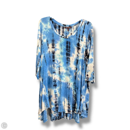 Top 3/4 Sleeve Basic By Olivia Sky In Tie Dye Print, Size: 3x