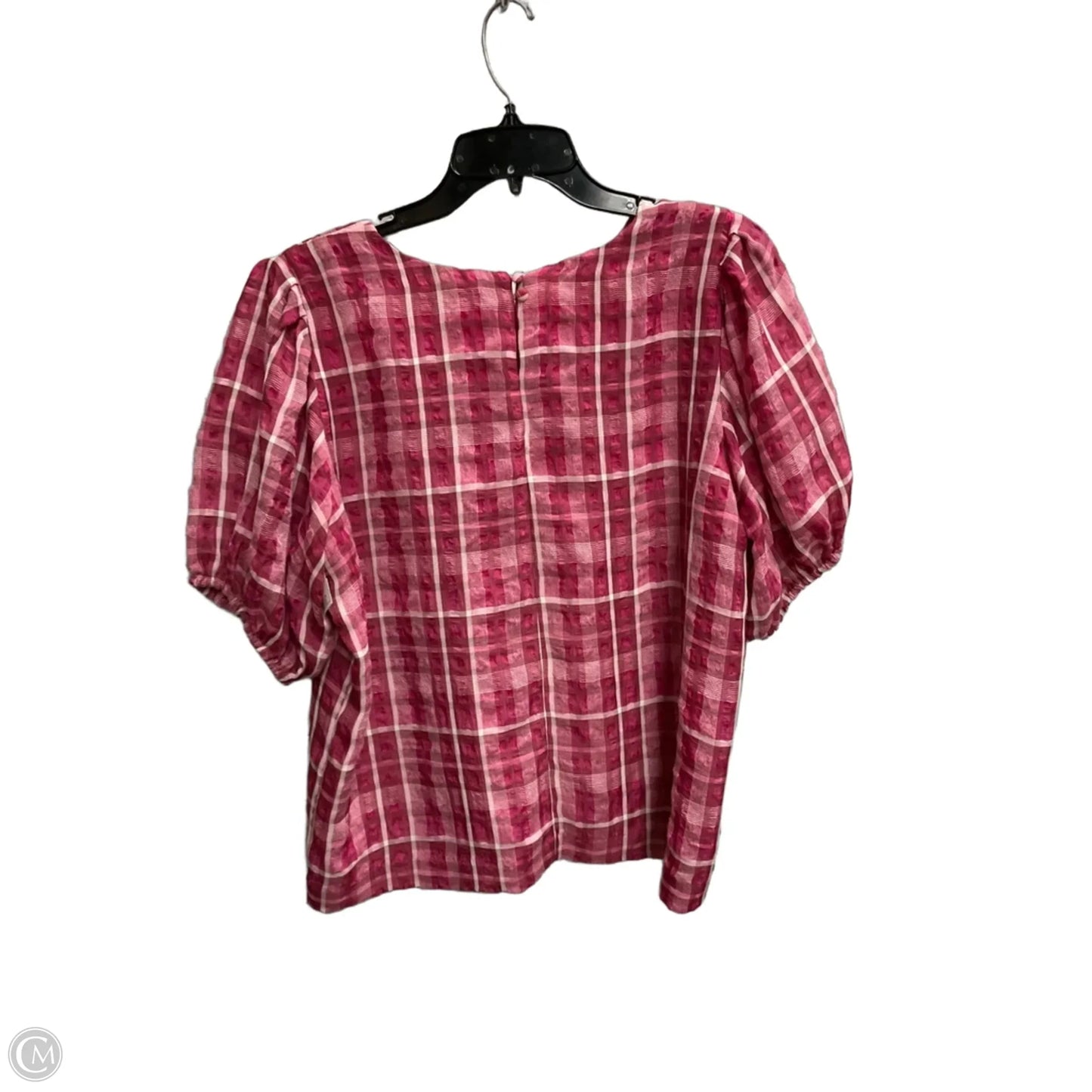 Top Short Sleeve By Madewell In Plaid Pattern, Size: M