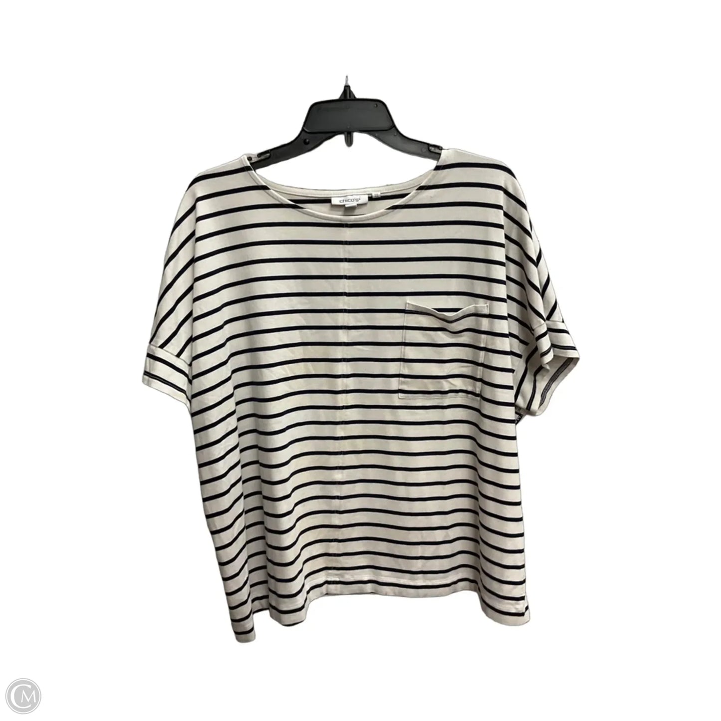 Top Short Sleeve By Chicos In Striped Pattern, Size: Xxl