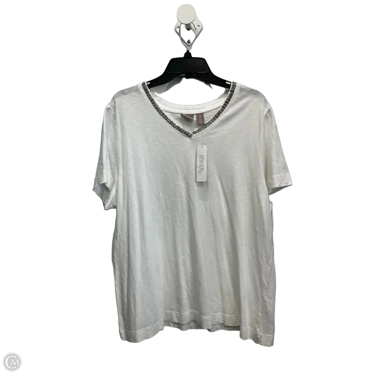 Top Short Sleeve By Chicos In White, Size: Xl