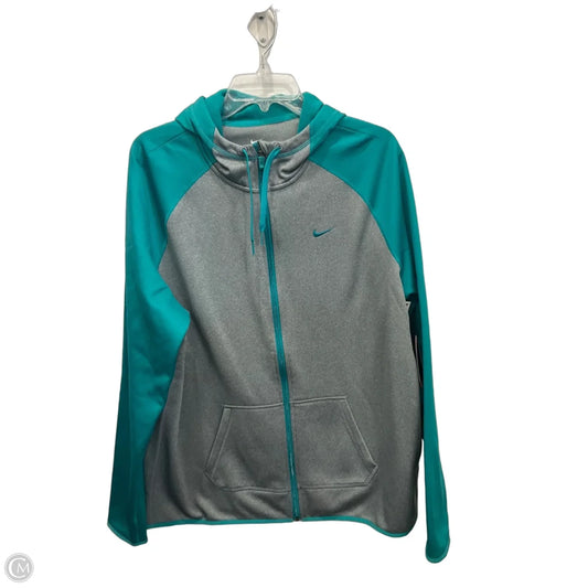 Athletic Jacket By Nike In Green & Grey, Size: Xl