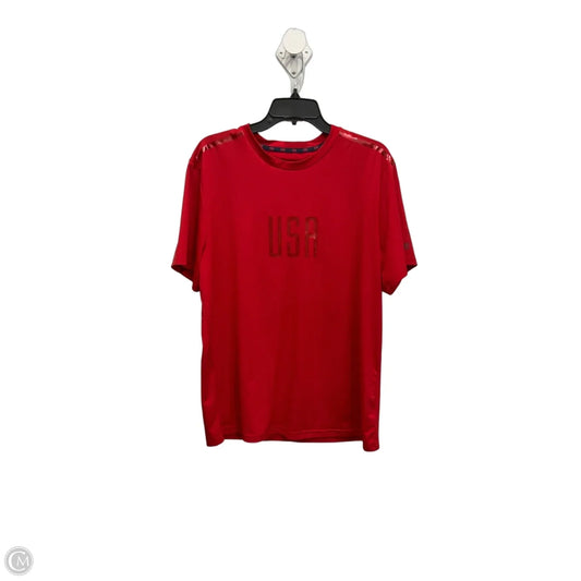 Athletic Top Short Sleeve By Champion In Red, Size: L