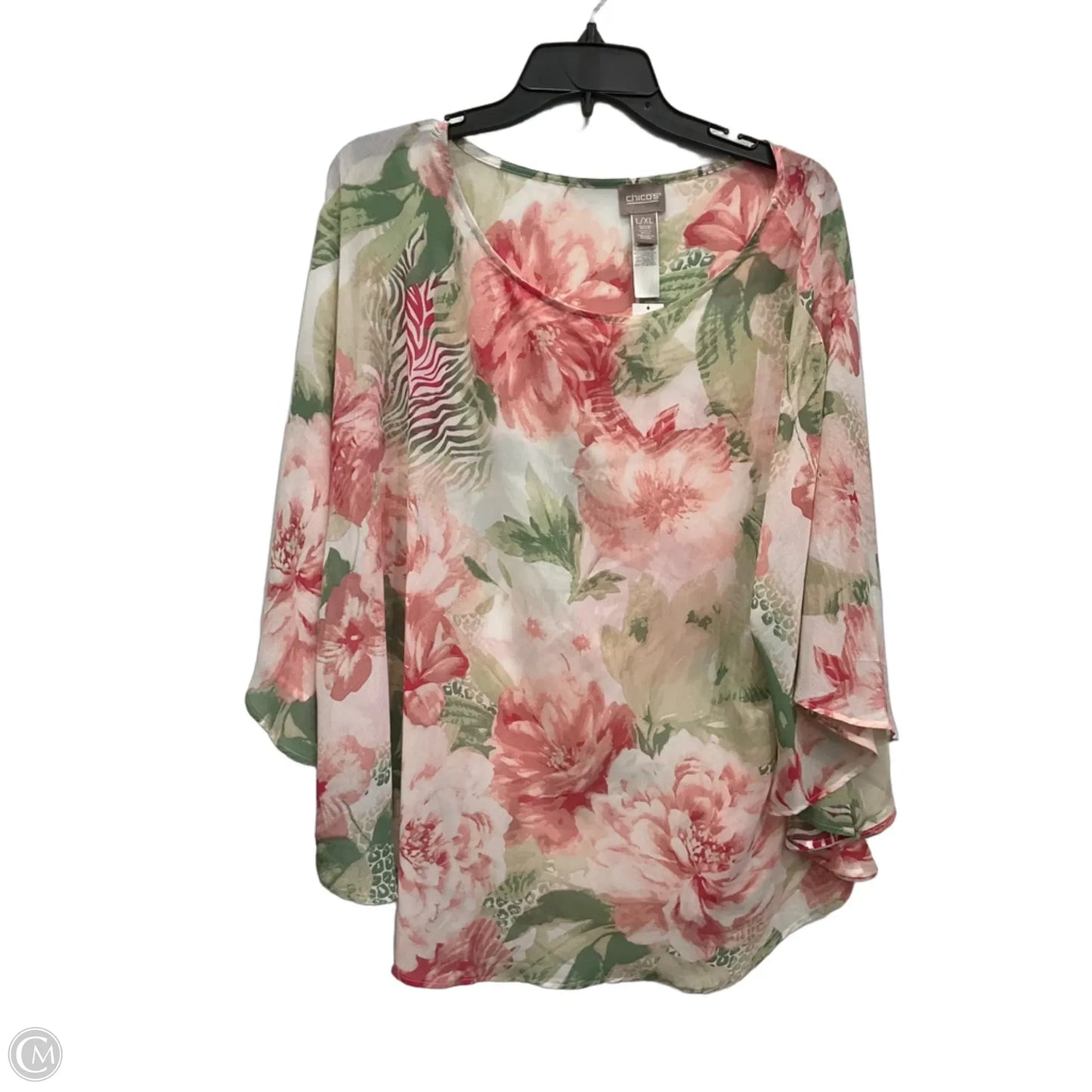 Top Short Sleeve By Chicos In Floral Print, Size: Xl