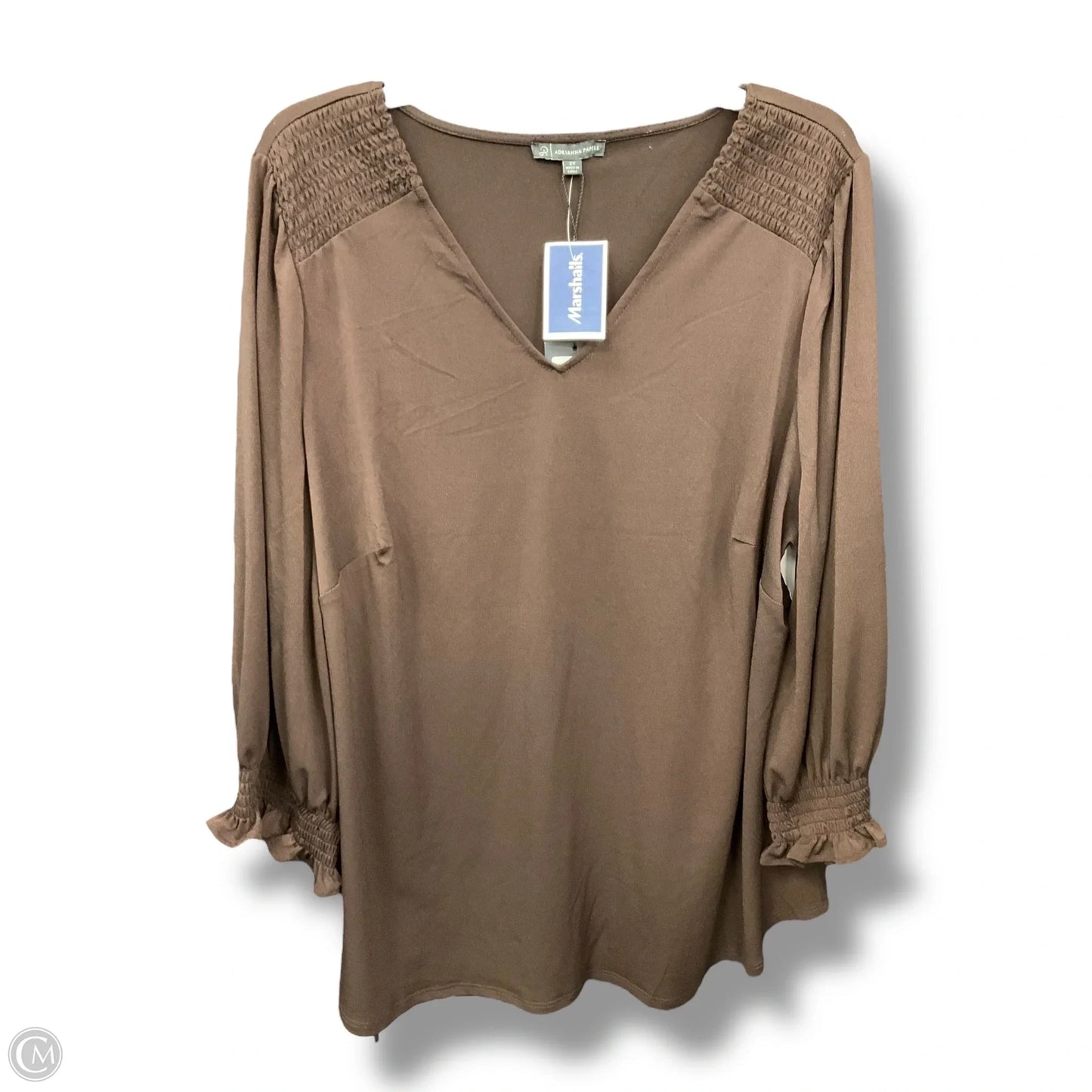 Top Long Sleeve By Adrianna Papell In Brown, Size: 2x