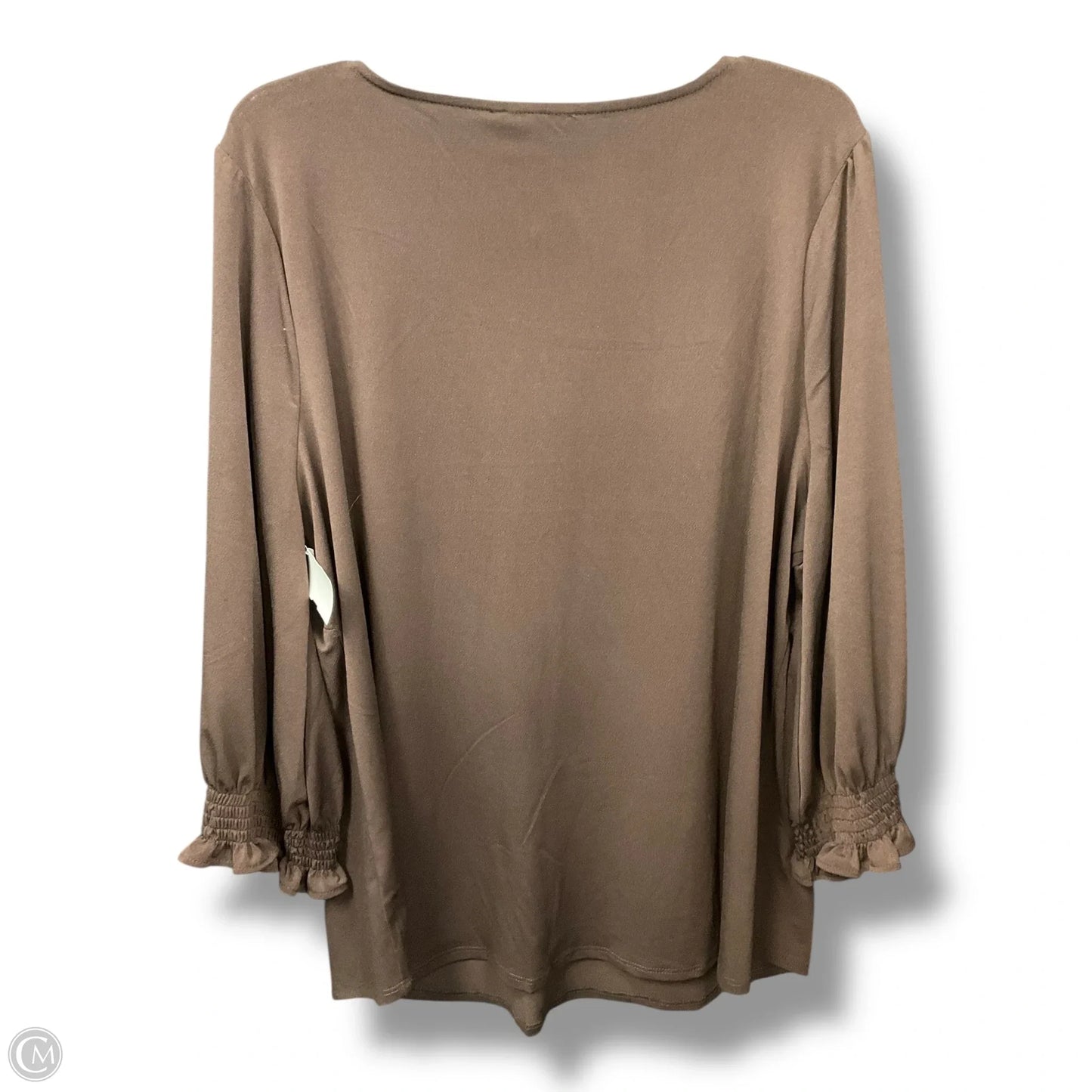 Top Long Sleeve By Adrianna Papell In Brown, Size: 2x