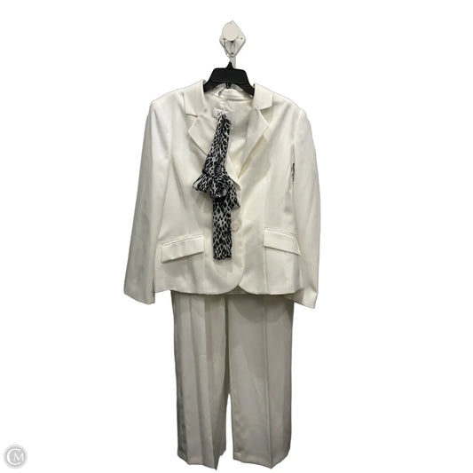 Pants Suit 2pc By Le Suit In White, Size: 14