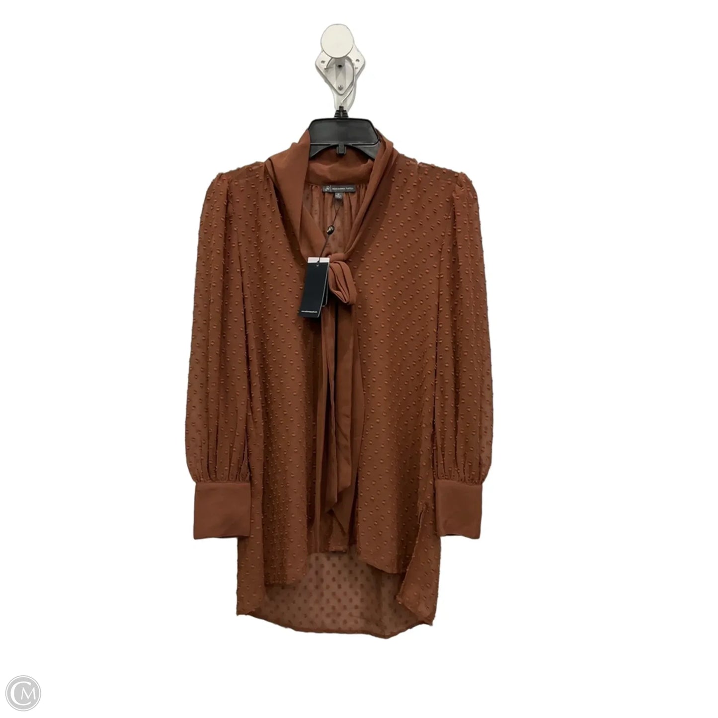 Blouse Long Sleeve By Adrianna Papell In Brown, Size: Xs