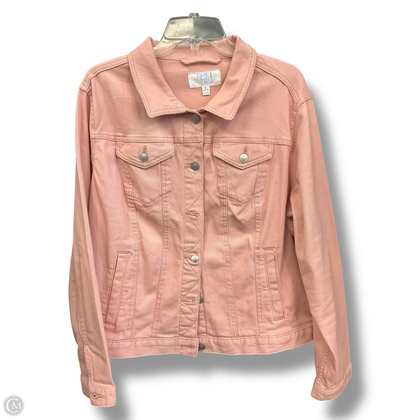 Jacket Denim By Time And Tru In Pink Denim, Size: Xl