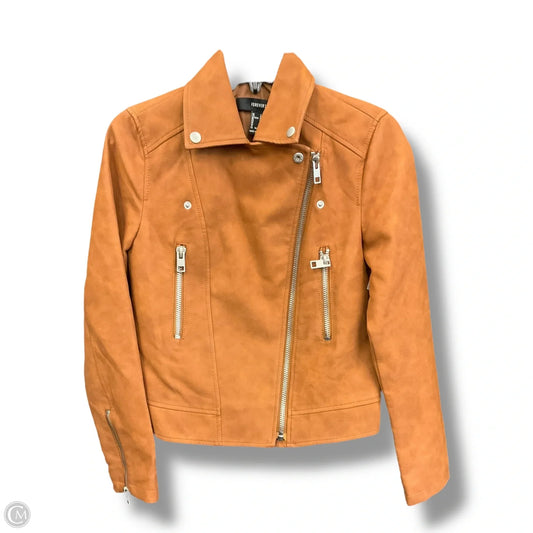 Jacket Moto By Forever 21 In Brown, Size: S