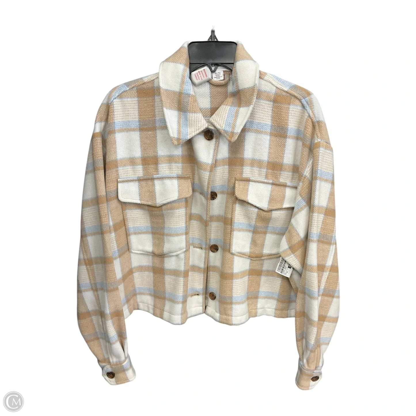 Jacket Shirt By For The Republic In Blue & Cream, Size: Xl