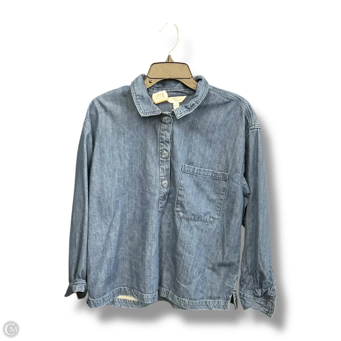 Top Long Sleeve By Time And Tru In Blue Denim, Size: L