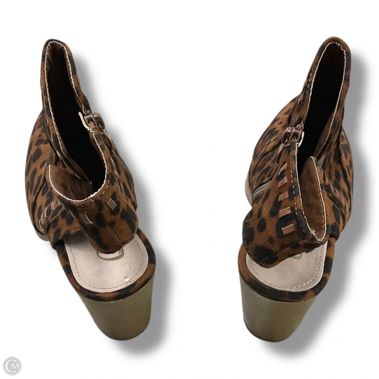 Boots Ankle Heels By Clothes Mentor In Animal Print, Size: 8