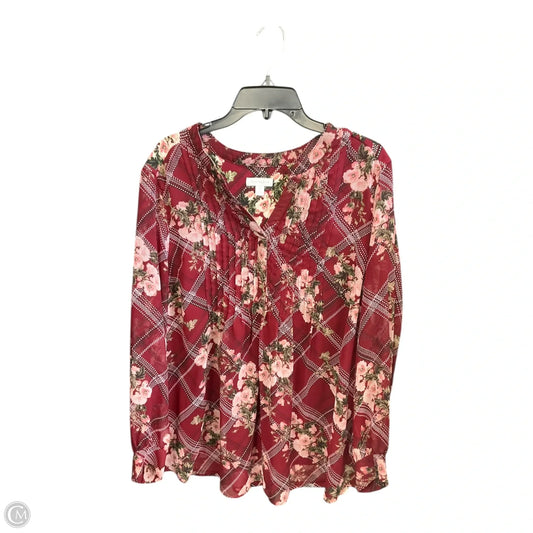 Top Long Sleeve By Charter Club In Floral Print, Size: 3x