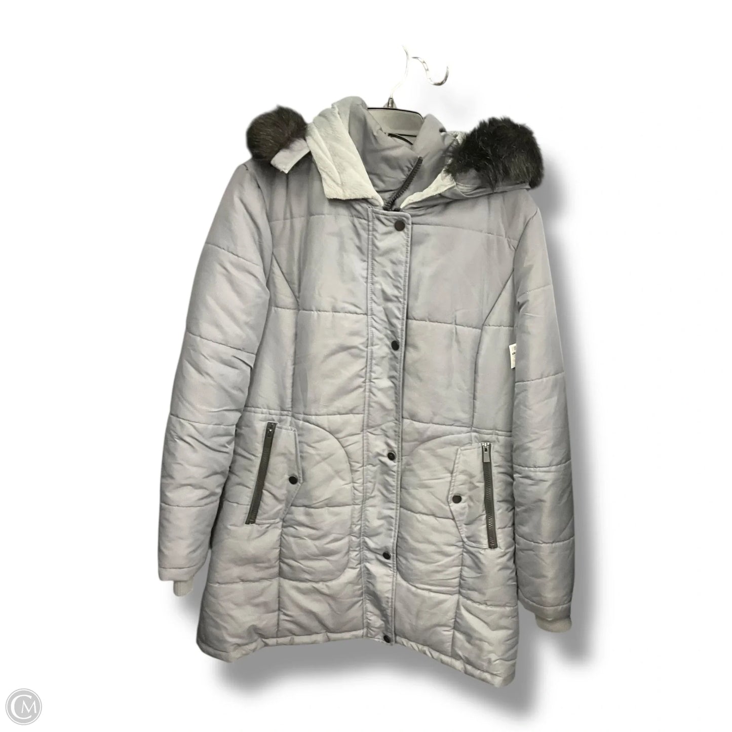 Coat Puffer & Quilted By Liz Claiborne In Grey, Size: M