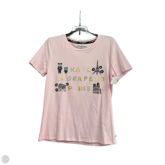 Top Short Sleeve Designer By Karl Lagerfeld In Pink, Size: S
