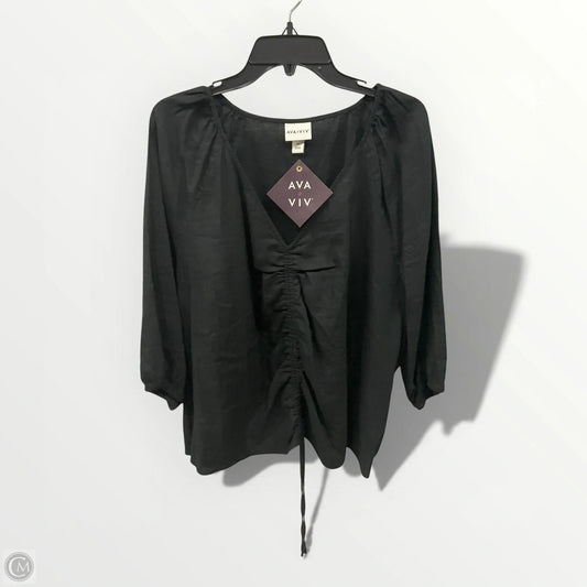Top Long Sleeve By Ava & Viv In Black, Size: 2x
