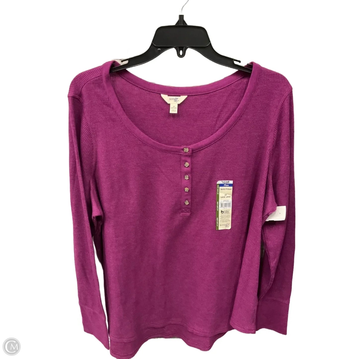 Top Long Sleeve Basic By Terra & Sky In Purple, Size: 1x