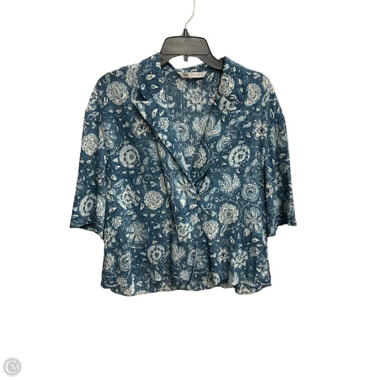 Blouse Short Sleeve By Zara In Blue, Size: M