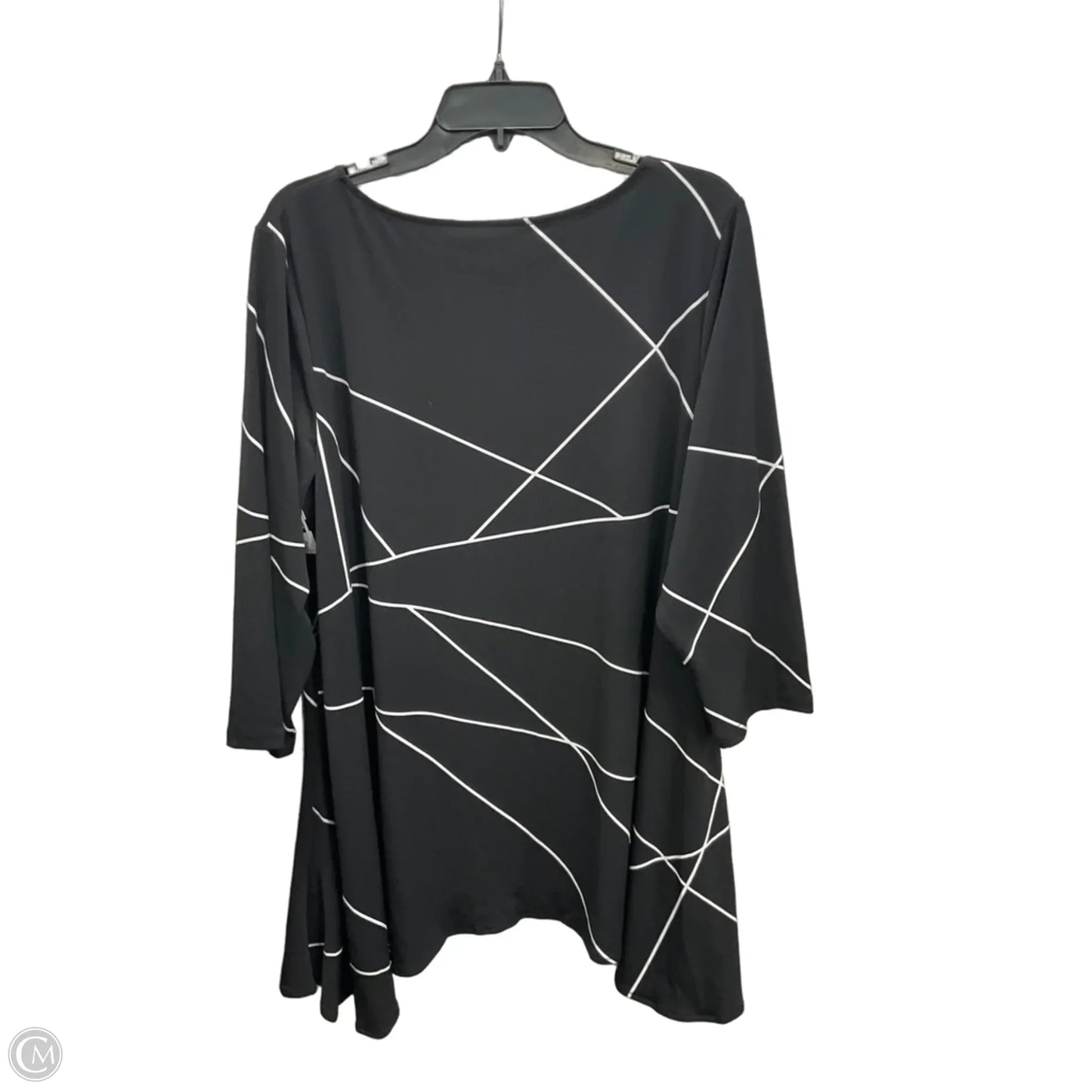 Tunic 3/4 Sleeve By Alfani In Black & White, Size: 2x