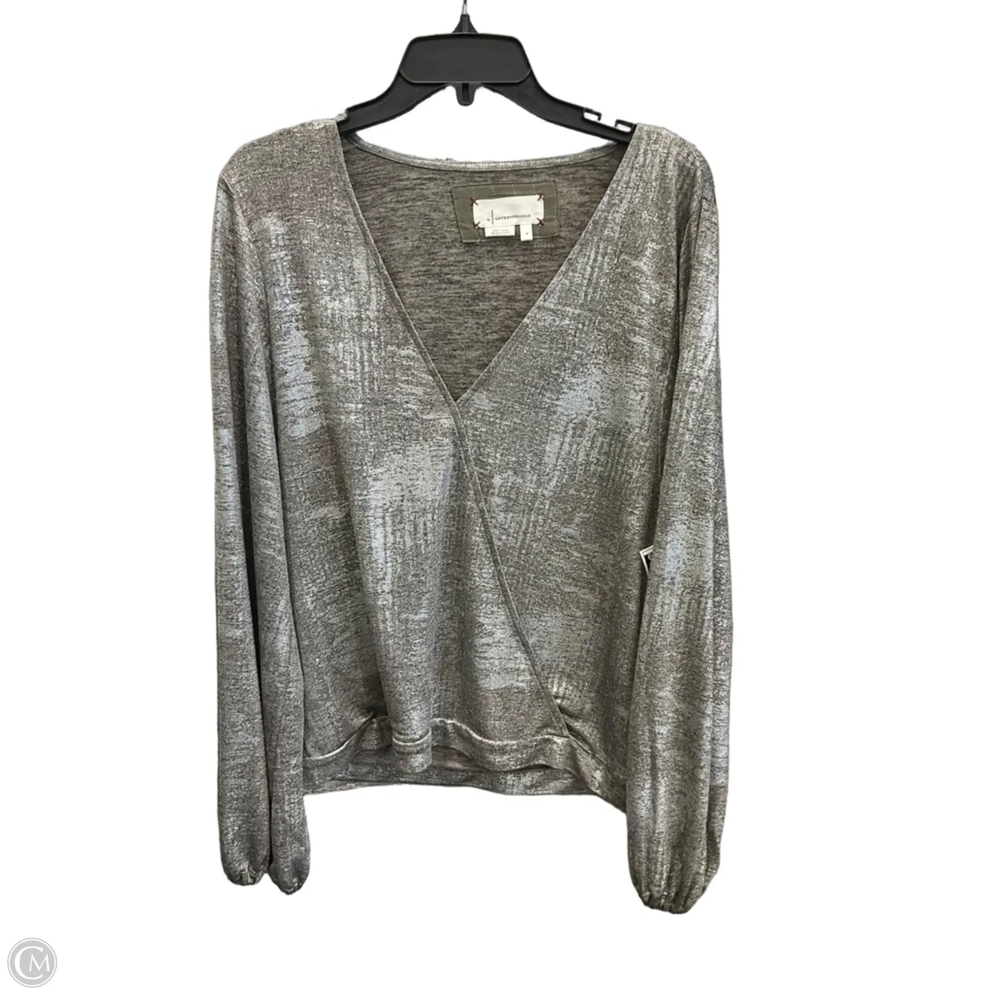 Top Long Sleeve By Anthropologie In Silver, Size: M