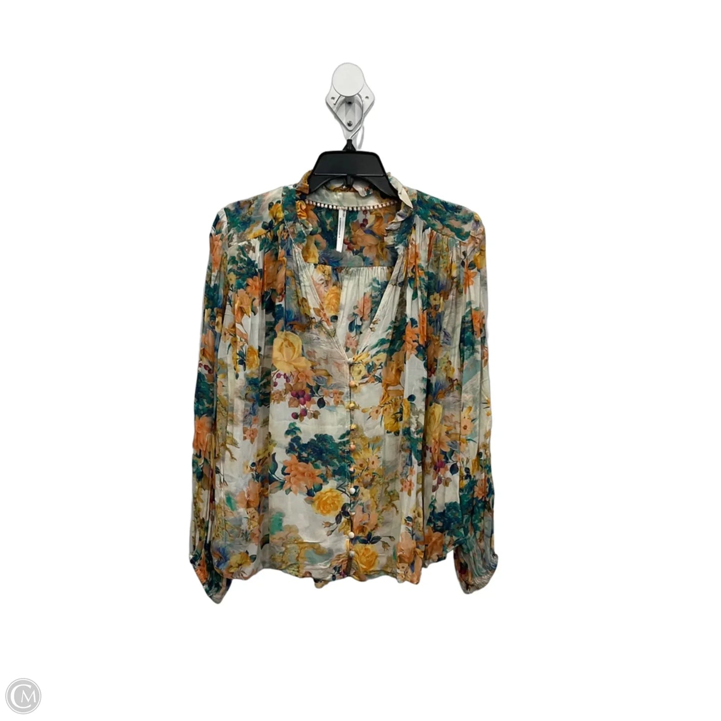 Top Long Sleeve By Anthropologie In Floral Print, Size: L
