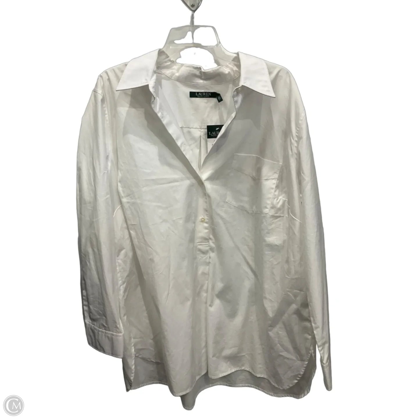 Blouse Long Sleeve By Lauren By Ralph Lauren In White, Size: 2x