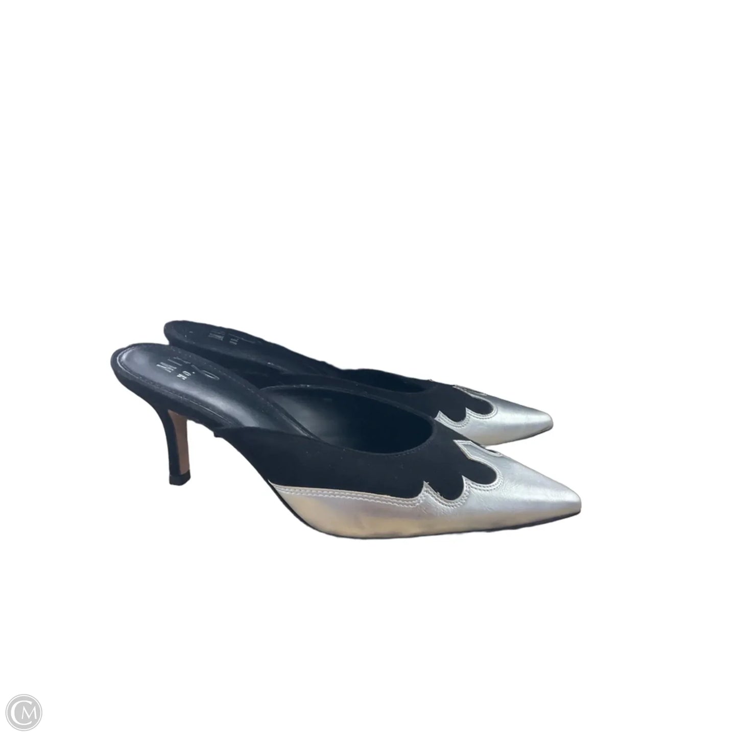 Shoes Heels Kitten By Mix No 6 In Black & Silver, Size: 8