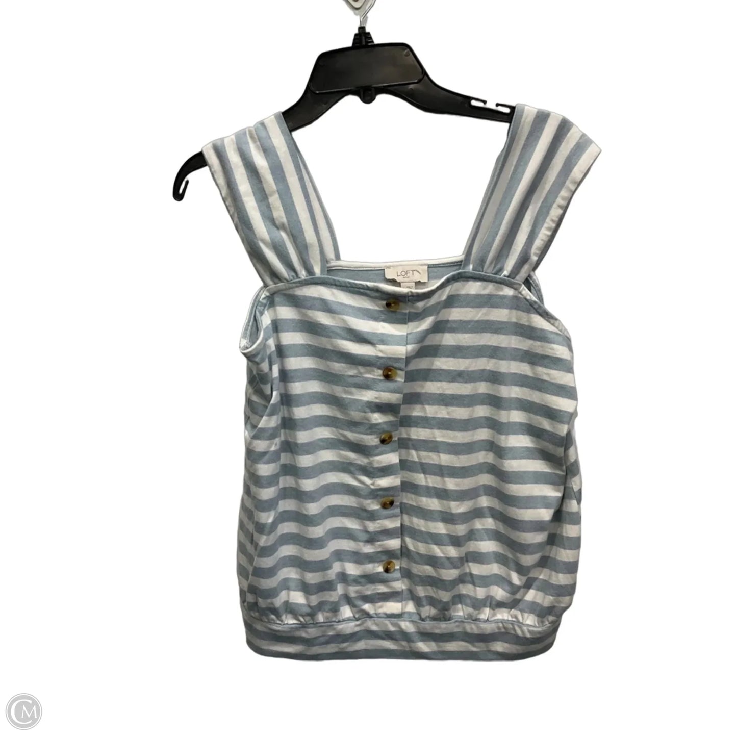 Top Sleeveless By Loft In Blue & White, Size: L