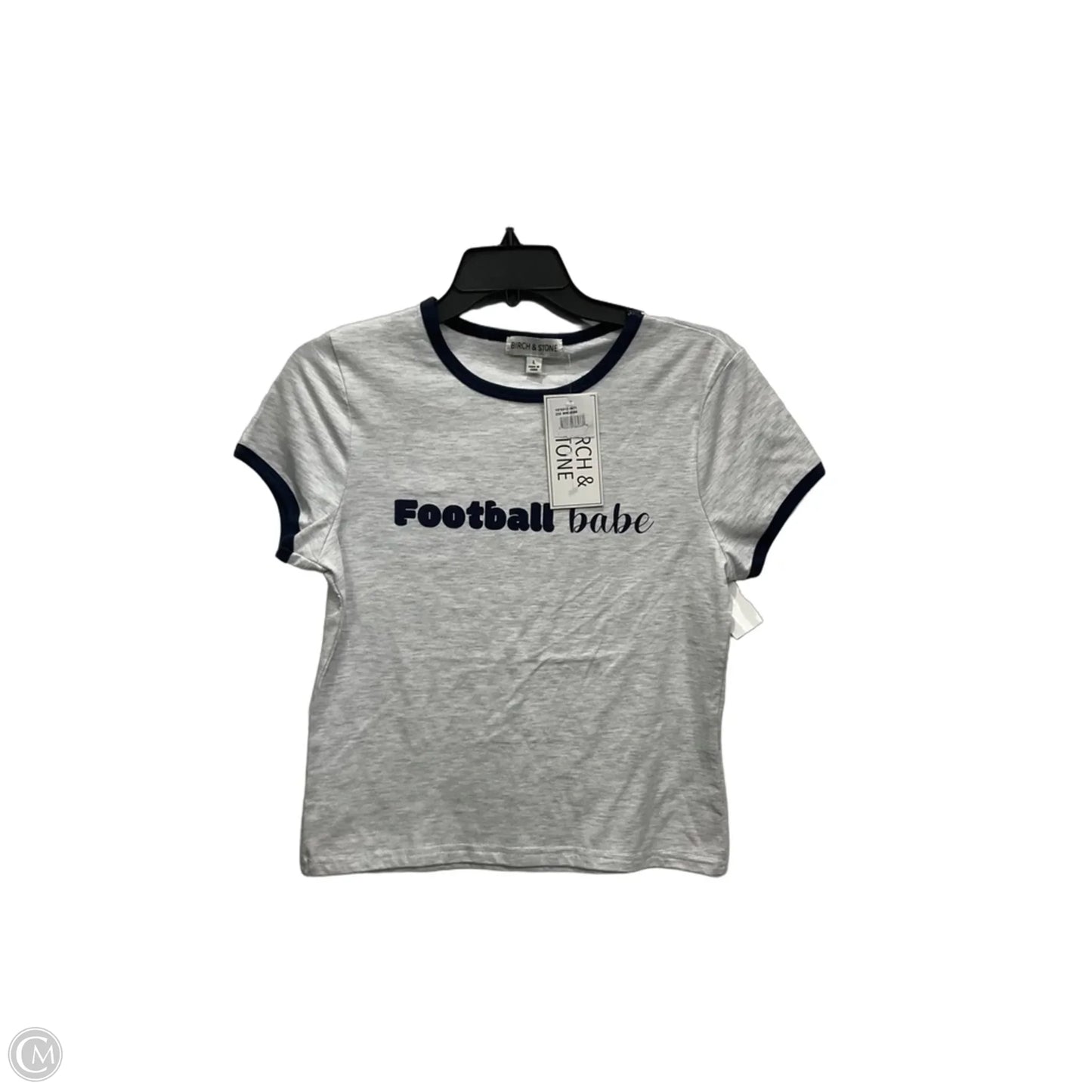 Top Short Sleeve Basic By Clothes Mentor In Blue & Grey, Size: L