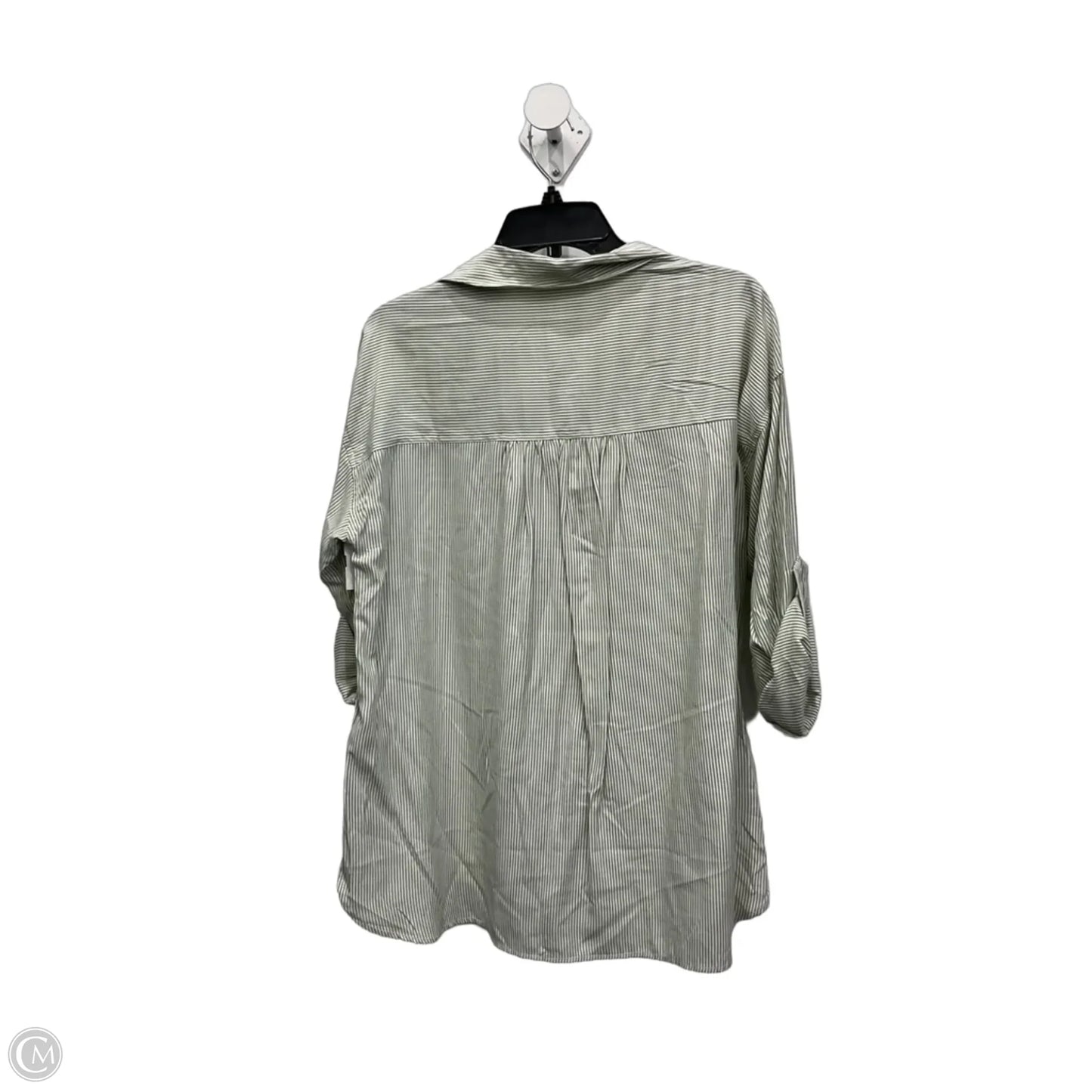 Blouse 3/4 Sleeve By Max Studio In Green & White, Size: Xs