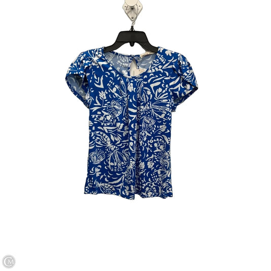 Top Short Sleeve By Clothes Mentor In Blue & White, Size: S