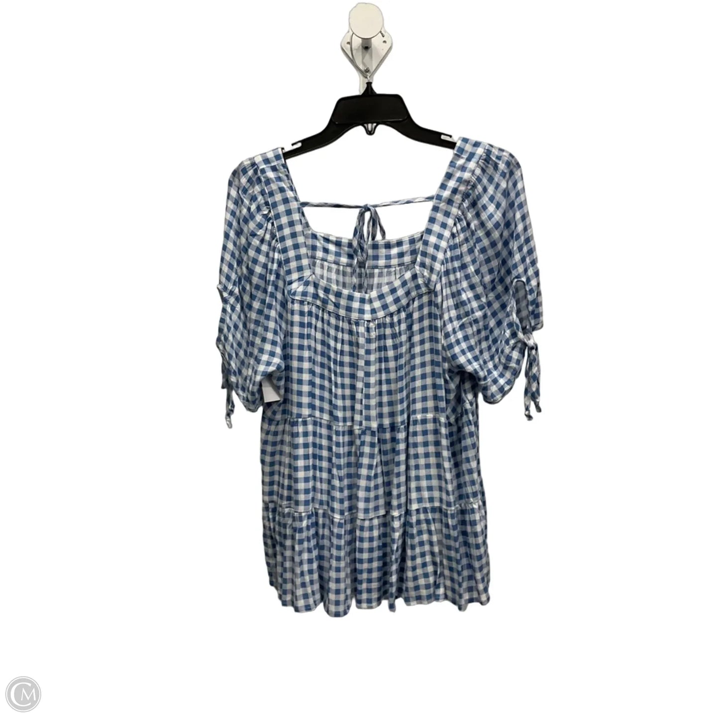 Top Short Sleeve By Maurices In Blue & White, Size: Xl