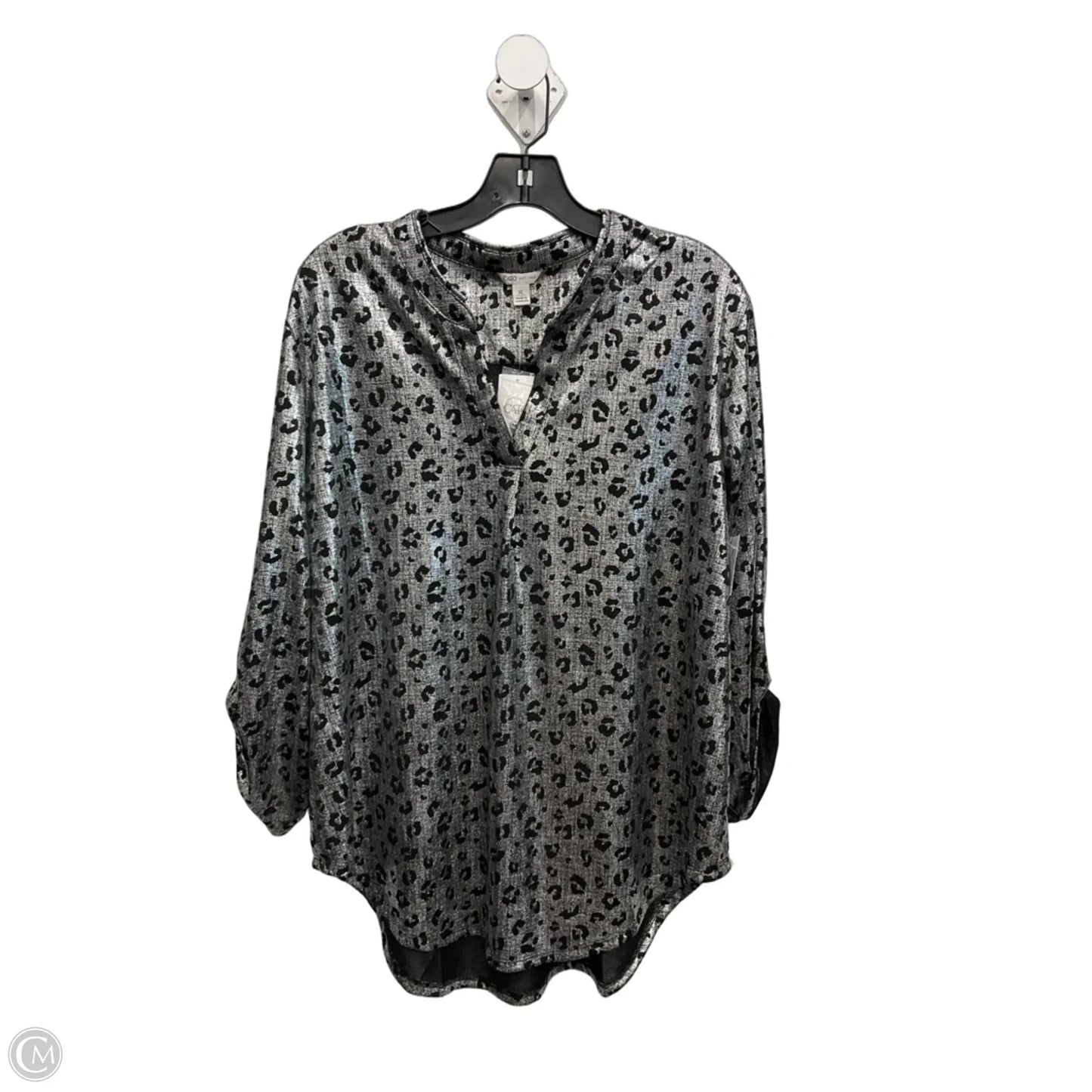 Top Long Sleeve By Cato In Black & Silver, Size: Xl