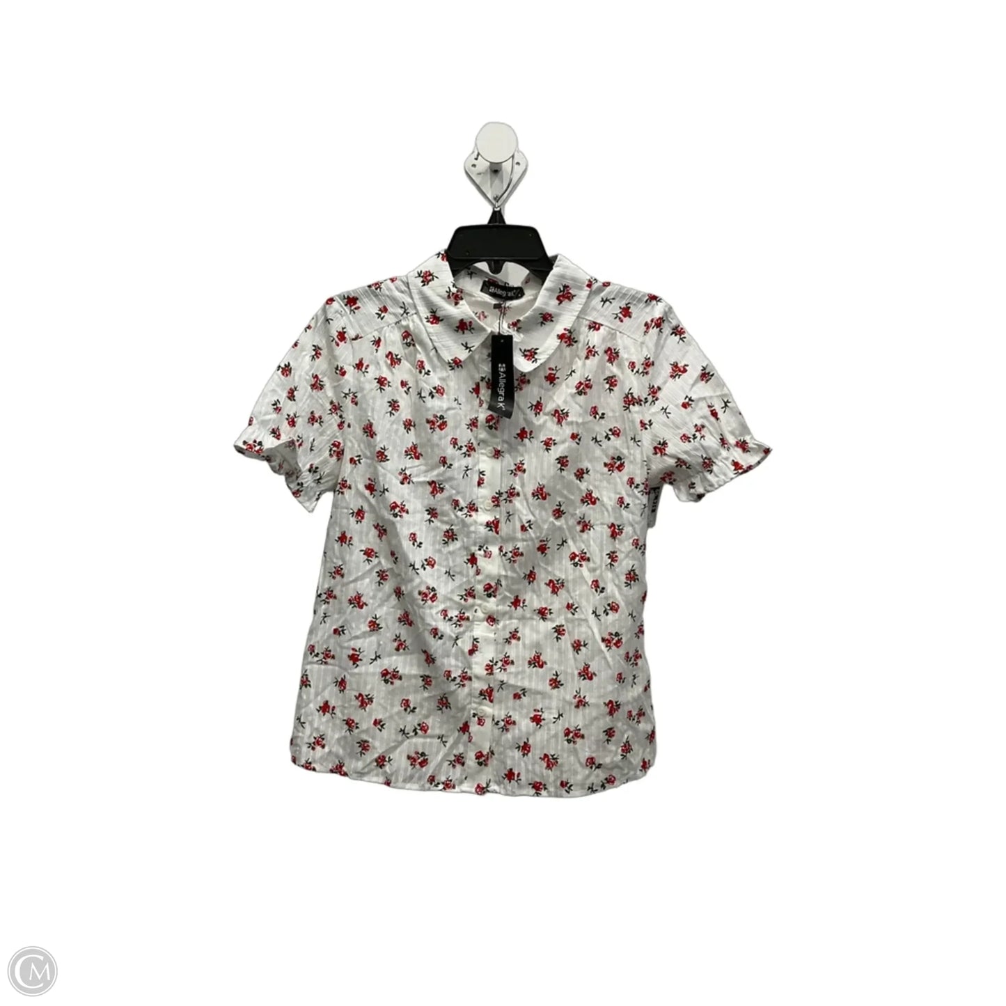 Blouse Short Sleeve By Allegra K In Red & White, Size: S
