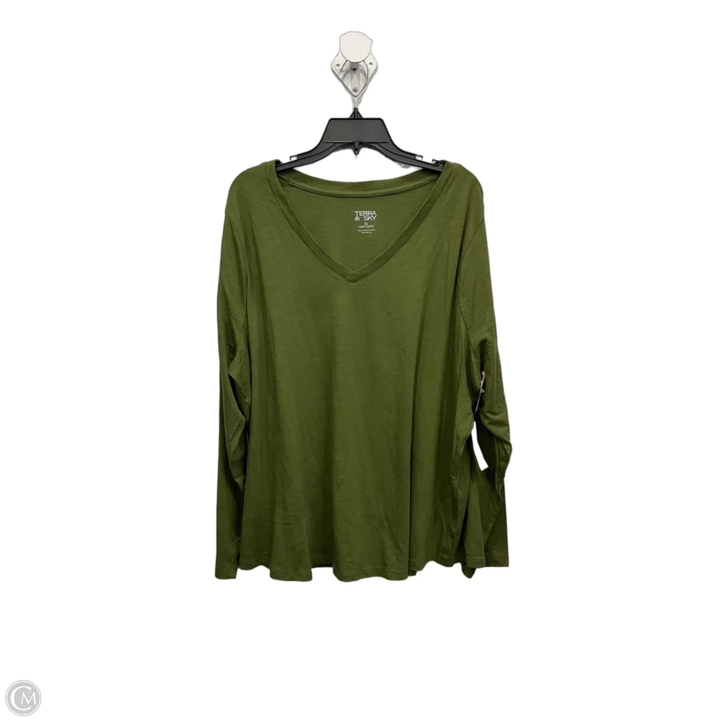 Top Long Sleeve Basic By Terra & Sky In Green, Size: 3x