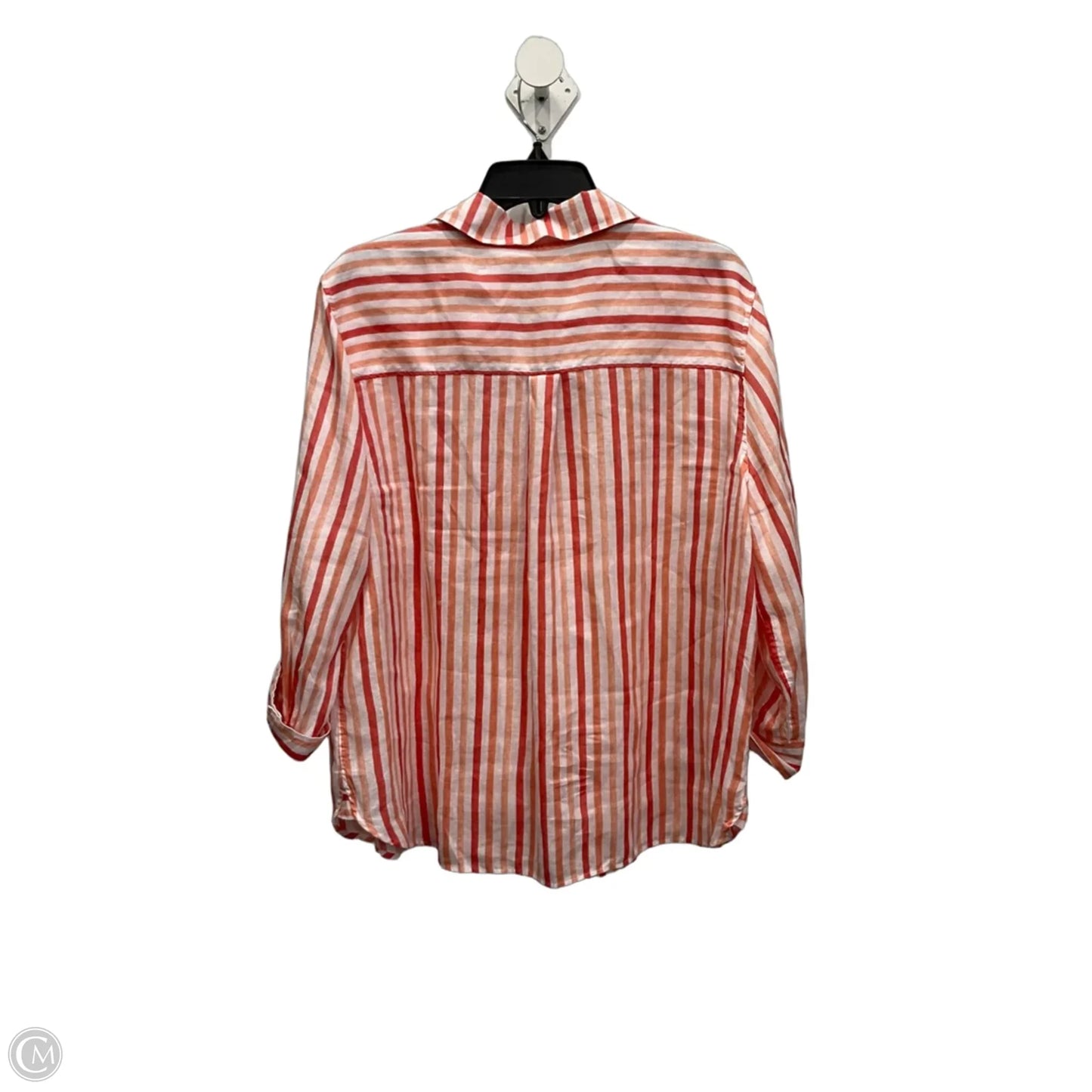 Blouse Long Sleeve By Chicos In Orange & White, Size: Xxl