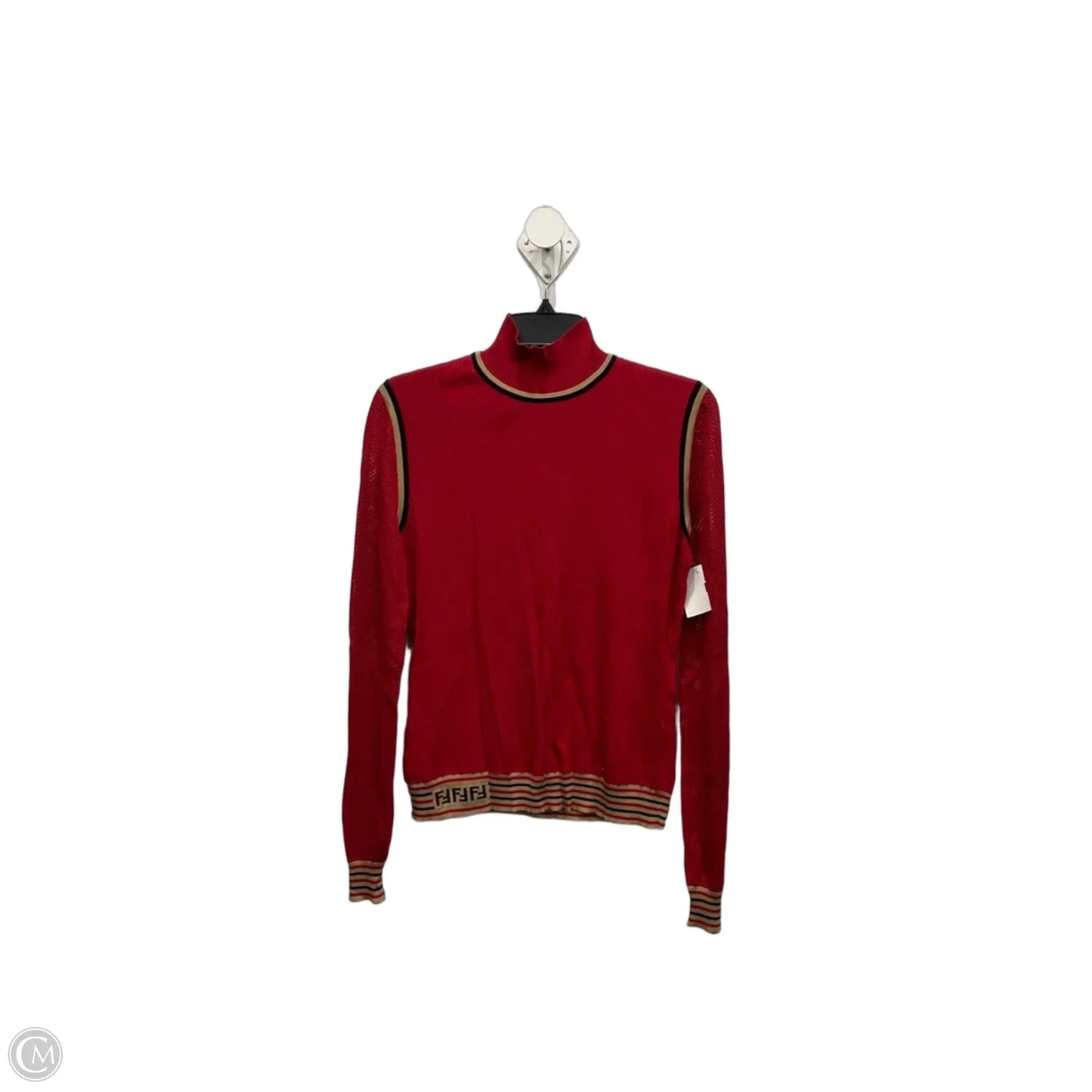 Top Long Sleeve Luxury Designer By Fendi In Red, Size: S