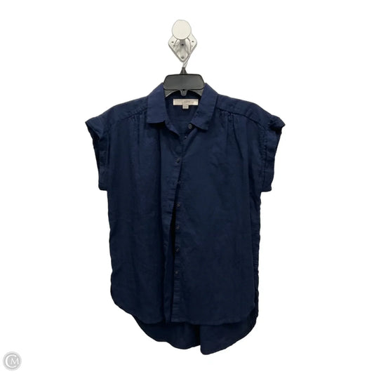 Blouse Short Sleeve By Loft In Navy, Size: Xs