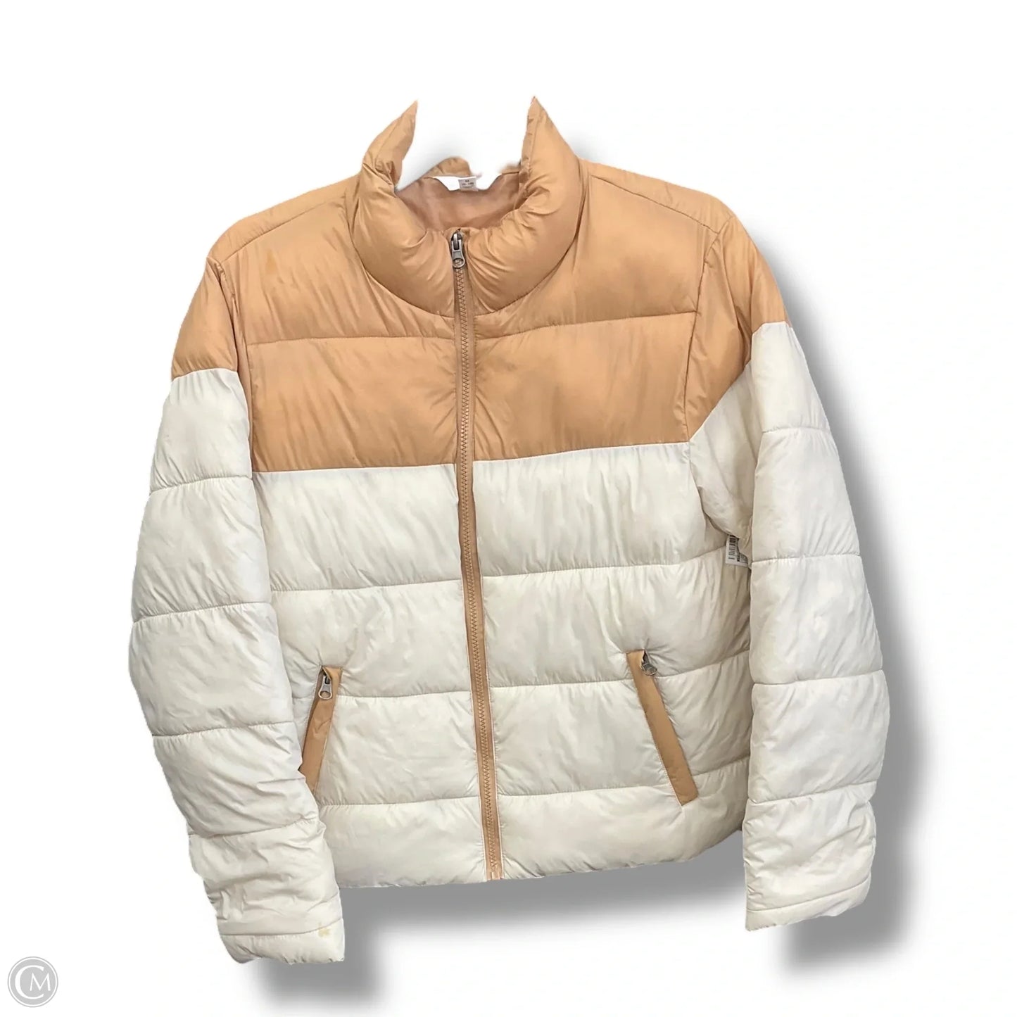 Coat Puffer & Quilted By Time And Tru In Cream, Size: M