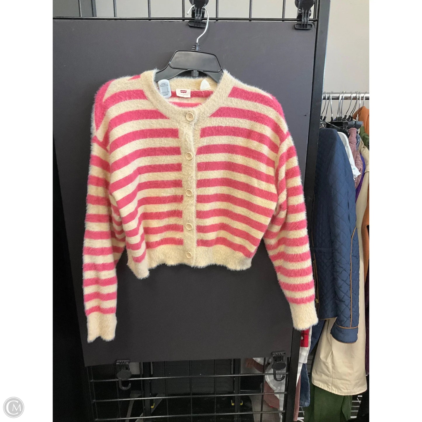 Cardigan By Levis In Pink & Tan, Size: M