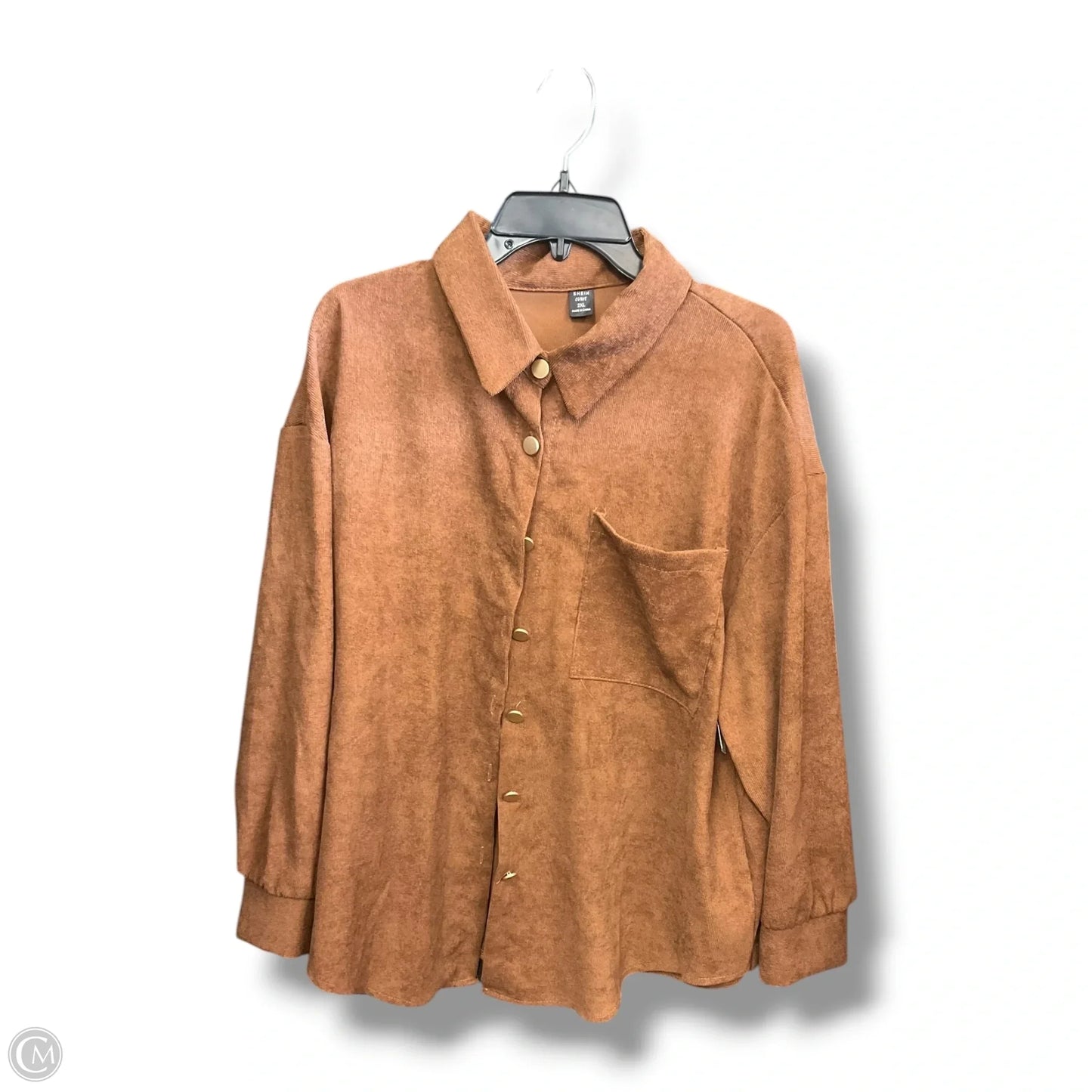 Blouse Long Sleeve By Shein In Brown, Size: 2x