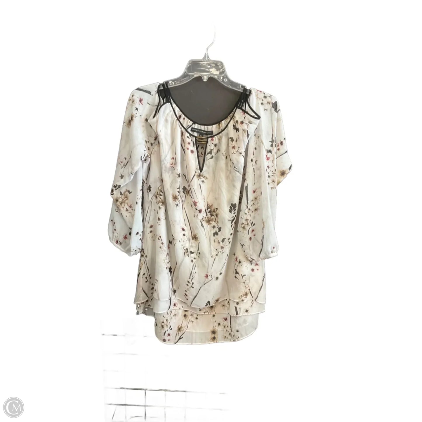 Top Long Sleeve By White House Black Market In Floral Print, Size: Xl