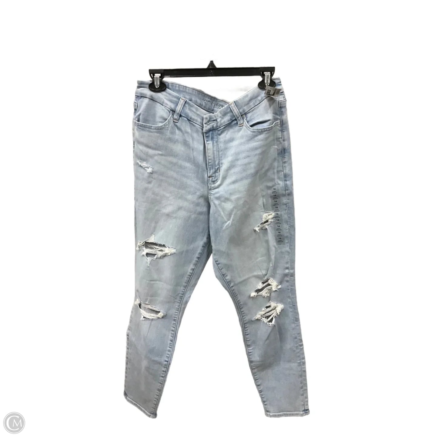 Jeans Skinny By American Eagle In Blue Denim, Size: 16