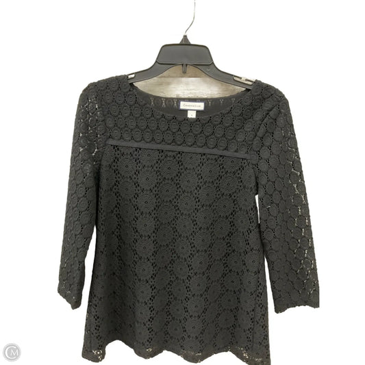 Top Long Sleeve By Charter Club In Black, Size: S