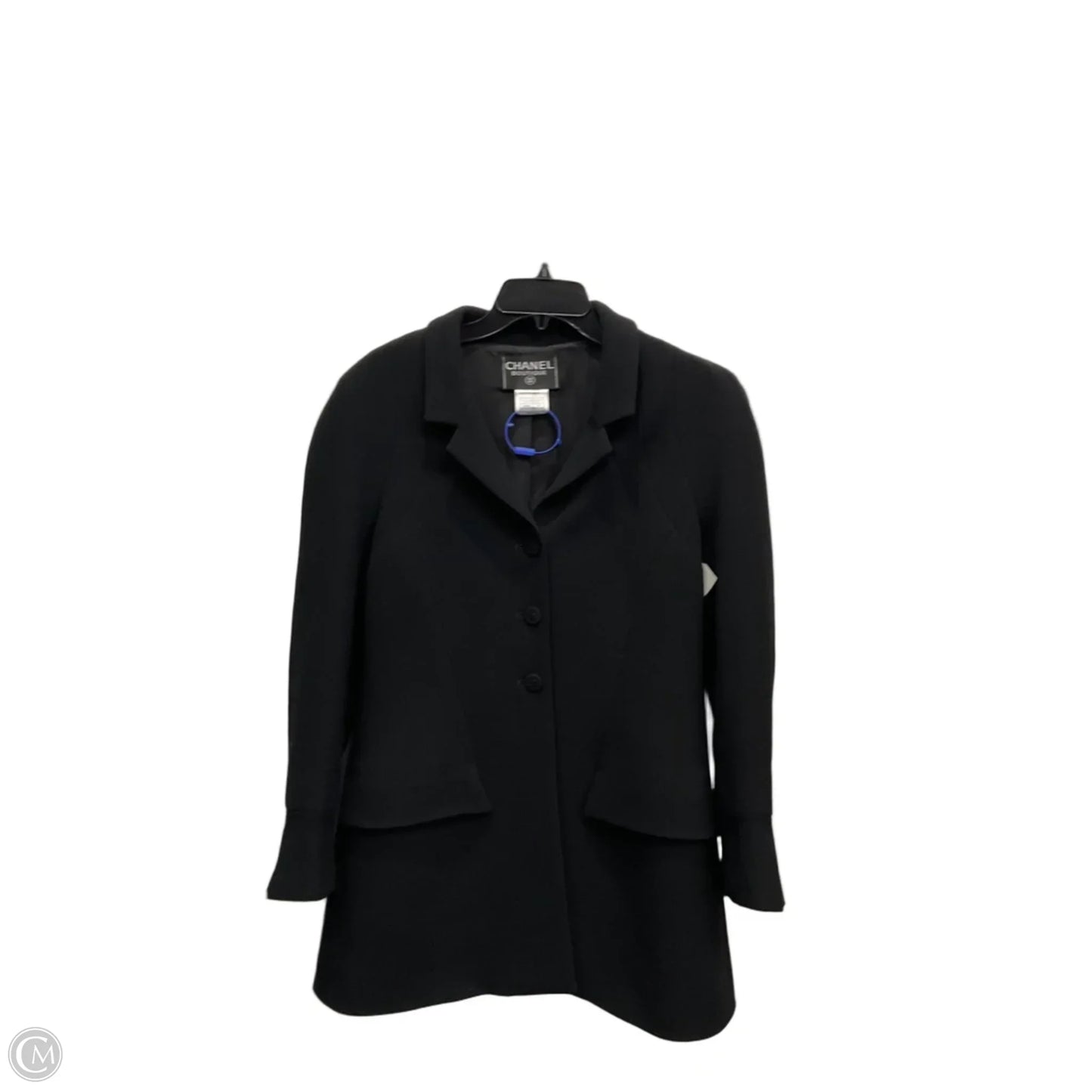 Blazer Luxury Designer By Chanel In Black, Size: L