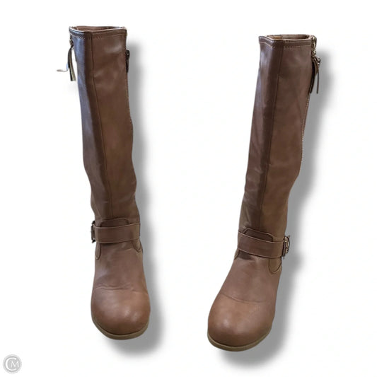 Boots Mid-calf Flats By Top Moda In Brown, Size: 7