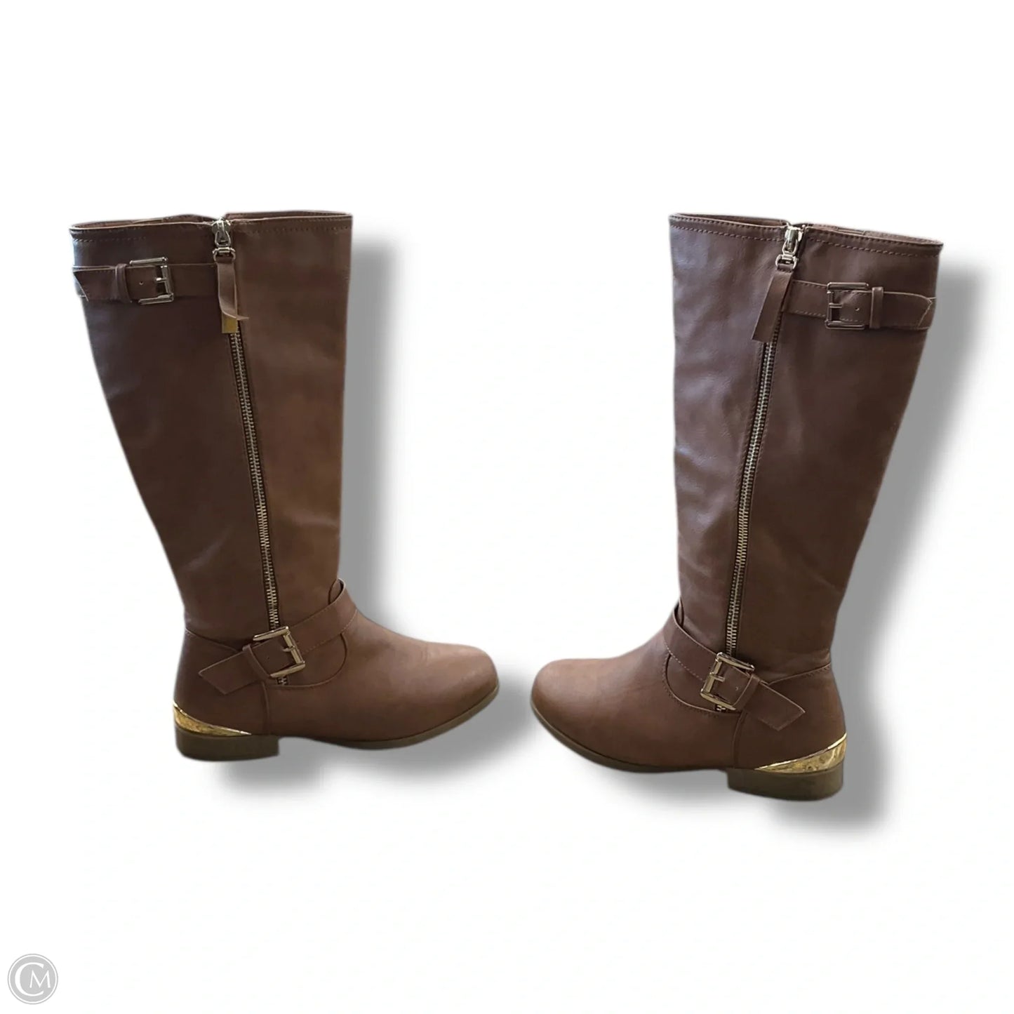 Boots Mid-calf Flats By Top Moda In Brown, Size: 7